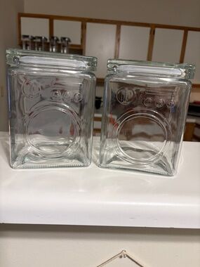 Clear Glass Square Laundry Canisters • set of 2